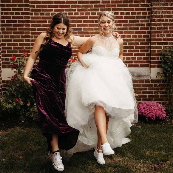 Plum/eggplant velvet stretch bridesmaid dress - Picture 6 of 7
